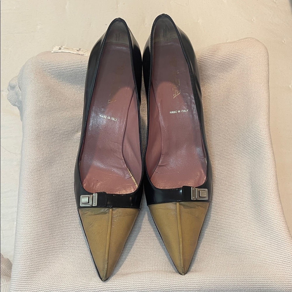 Prada Black and Gold Heels